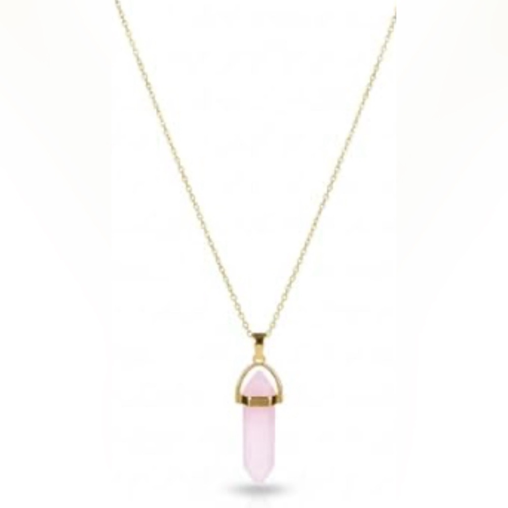 Natural quartz necklace Hexagonal Moon Chakra Healing Amulet